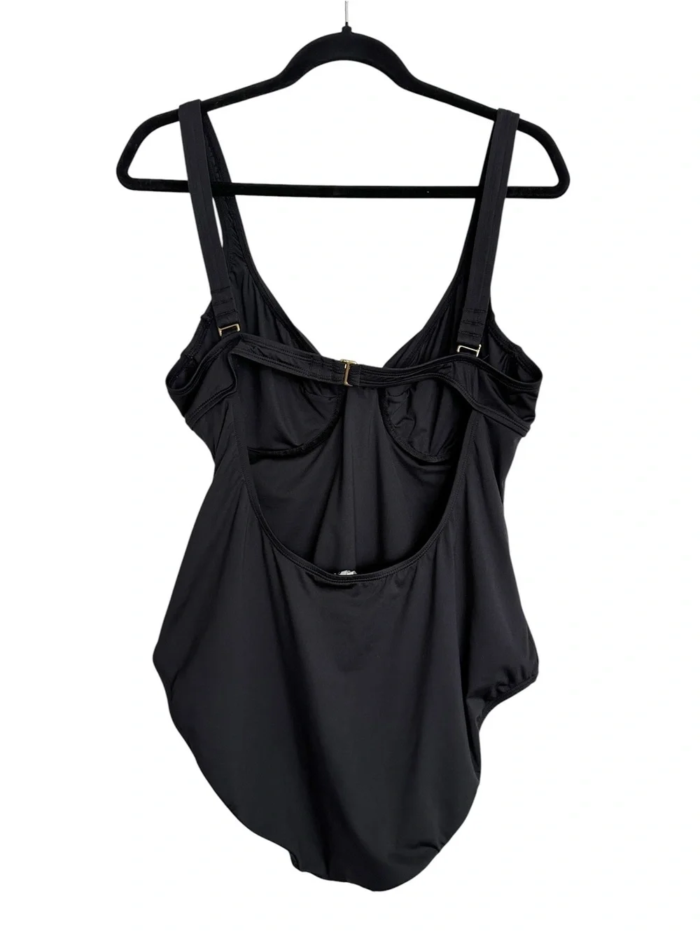 LEILANI Black One Piece Swimsuit Sz 14 Underwire Tummy Control Adjustable Straps